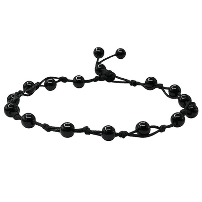 Amazing Gemstone Black Obsidian Anklet Ankle Bracelets for Women - Waterproof Beaded Healing Crystal Anklets, Plus Size Chakra Gemstone Bead Anklet (Stretchy Adjustable - Hand Knotted)