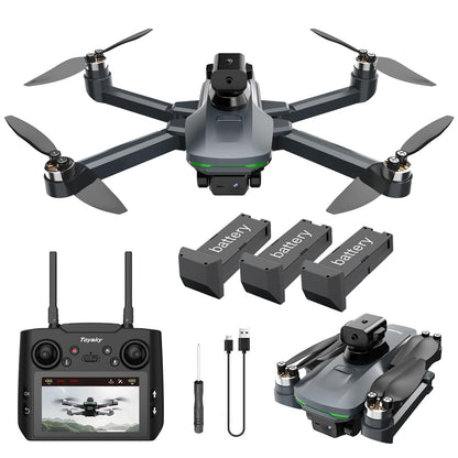 Drone with Camera 4k, HD Drones for Adults, Remote Controller with Screen,Foldable Portable Quadcopter, Obstacle Avoidance, Brushless Motor FPV