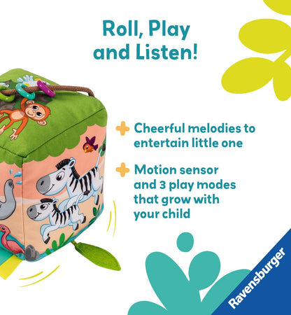 Ravensburger Play+ Roll & Play Sound Cube - Wild Animals | Motion-Activated Sound Toy | Encourages Crawling & Coordination
