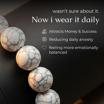 Divine Hindu Howlite Crystal Bracelet | Karka Rashi (Cancer) Zodiac Stone | Certified Natural Healing Crystal | Chakra Balancing | Reiki | Meditation | Gift for Men & Women