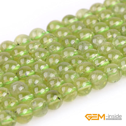 GEM-Inside Green Peridot Gemstone Loose Beads Natural Round 4mm Crystal Energy Stone Power for Jewelry Making 15''