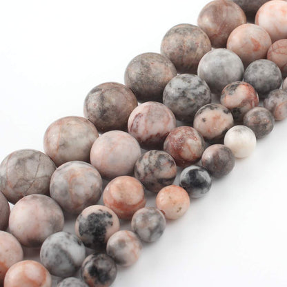 NITOPUPU 10mm 37pcs Pink Zebra Jasper Natural Stone Beads for Jewelry Making Supplies, Round Crystal Beads for Bracelets Necklace DIY Crafts