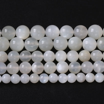 4MM 88PCS Natural White Moonstone Gemstone AAA Grade Crystal Spacer Loose Beads for Jewelry Making DIY Bracelet 15 Inches 1 Strand