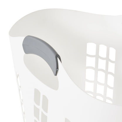 Gracious Living Laundry Basket, Easy Carry Flex Collapsible Hamper, 87.5 Liters, White - Large Plastic Clothes Storage Organizer for Home, Bathroom, and Bedroom