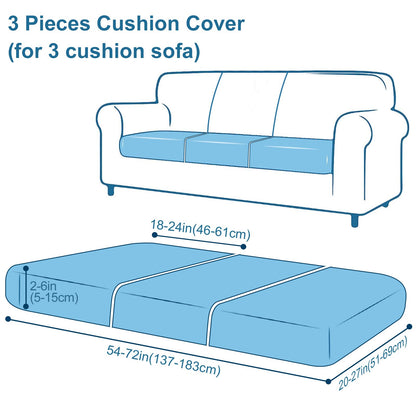 Smiry Waterproof Couch Cushion Covers, Stretch Washable Sofa Cushion Cover, Soft Sofa Slipcover Elastic Non-Slip Furniture Protector for Pets, Kid (3 Pack, Grey)