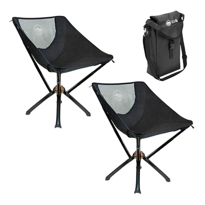CLIQ Portable Chair Version 1.0 with Free Bag - Lightweight Folding Chair for Camping - Supports 300 Lbs - Perfect for Outdoor Adventures - Black Bundle