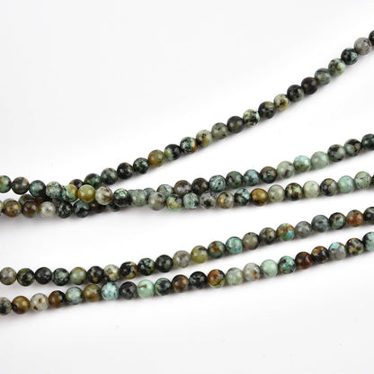 6mm Round African Turquoise Beads for Jewelry Making Natural Gemstone Semi Precious Strand 15 Inch(58-60pcs/Strand)