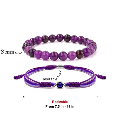 Crgwxzl February Birthstone Bracelets for Women Men,Healing Crystal Protection Stone Amethyst Beads Bracelet,String Wrap Zodiac Month Bracelets Birthday Jewelry Gifts