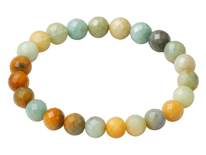 Amazing Gemstone Mexican Amazonite Bracelet for Women - Chakra Mens Bracelet Protection Crystals and Healing Stones - Blessing Bracelet Spiritual Meditation Gift (Faceted Beaded Bracelet)