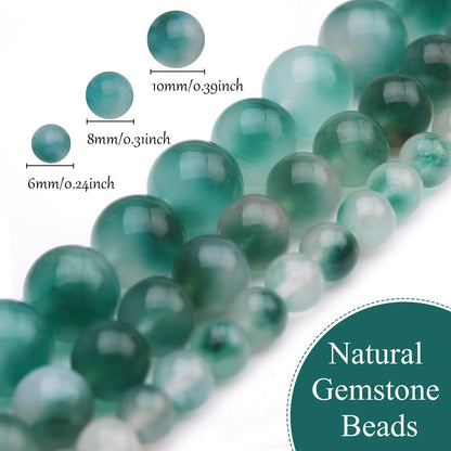 35pcs 10mm Natural Gemstone Beads for Jewelry Making Supplies,Flower Jade Healing Crystal Polished Round Loose Stone Beads for Bracelet Necklace 15 Inch