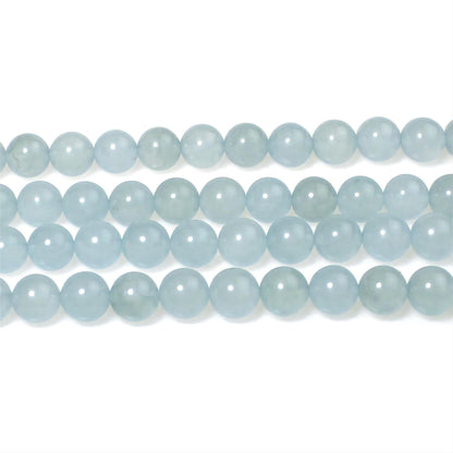 MJDCB Stone Beads 8mm 43pcs Round Grey Blue Jade Loose Gemstone Bead Charms for Jewelry Making Bracelet Necklace Earring Pendant