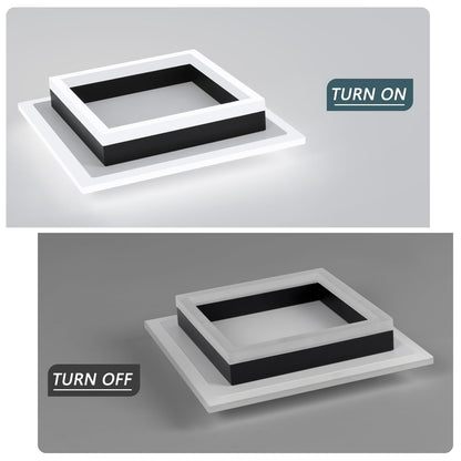 EIDISUNY 32W Modern LED Ceiling Light, Small Flush Mount Light Fixture, 6500K Cold White Ceiling Lamp, Square Hallway Lighting Fixtures for Living Room Bedroom Bathroom Kitchen (White, Cold White)