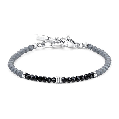 GAVU Crystal Men's Bracelet, Hematite & Black Spinel Beaded Bracelet