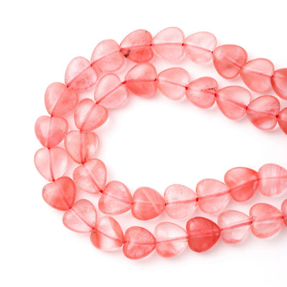 Natural Heart Shaped Watermelon Red Stone Beads 10mm Loose Crystal Healing Beads for DIY Necklace Bracelet Making Gemstone Craft Supplies
