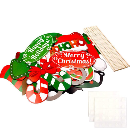 32pcs Christmas Photo Booth Props Party Decorations for Women Men Selfie Props Party Favors