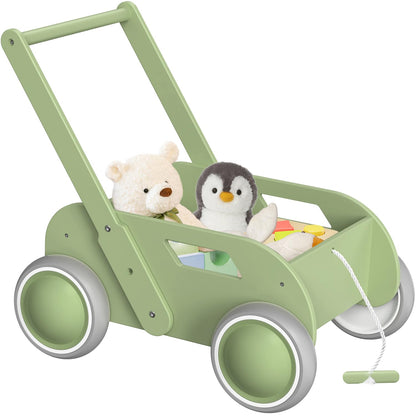 Wooden Baby Walker for Toddler, Baby Push Walker with Wheels for Infants Boys Girls, Toys Gift for Birthday Christmas New Year, Mint Green