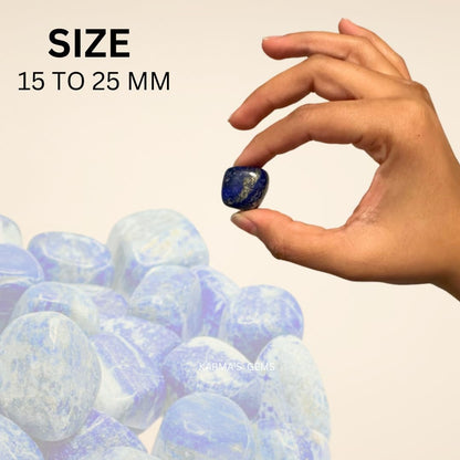 Karma Gems Lapis Lazuli Tumbled Stones Natural Crystal Kit for Reiki Healing Crystal Polished, Tumble Stones, Chakra Balancing, Reiki Gift, Home Decor (15-25 MM)