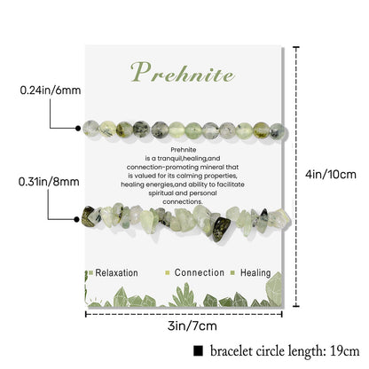 2Pcs Prehnite Bracelet for Women 6mm Handmade Adjustable Prehnite Beaded Bracelet Natural Stone Gemstone Bracelets Prehnite Crystal Bracelet Healing Crystal Bracelet Prehnite Jewelry for Women Men