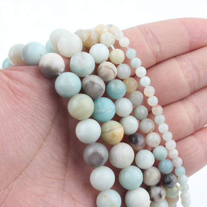 NITOPUPU 10mm 37pcs Smooth Amazonite Natural Stone Beads for Jewelry Making Supplies, Round Crystal Beads for Bracelets Necklace DIY Crafts