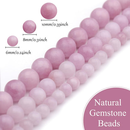 35pcs 10mm Natural Gemstone Beads for Jewelry Making Supplies,Pink Chalcedony Healing Crystal Polished Round Loose Stone Beads for Bracelet Necklace 15 Inch