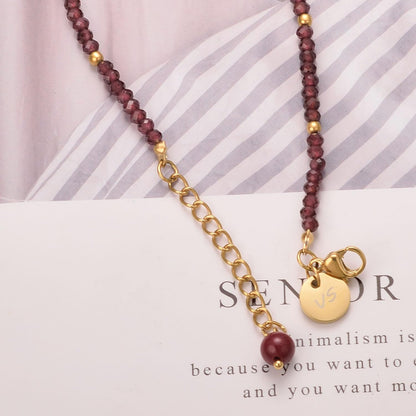 vissen Violet Garnet Cinnabar Beaded Bracelet for Women Gold Plated Adjustable Red Stone Bracelet Garnet Vintage Jewellery