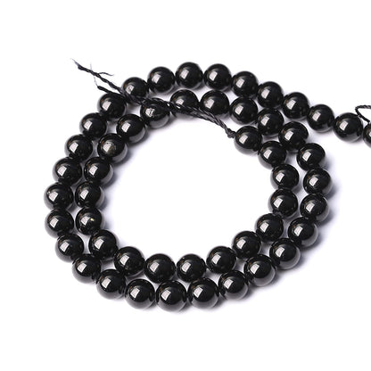 8MM 45PCS Natural Black Tourmaline Gemstone A Grade Beads for Jewelry Making DIY Bracelet Crystal 1 Strand