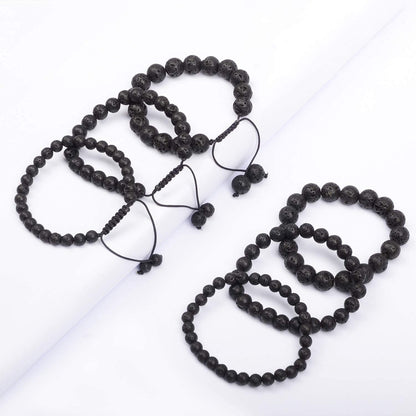 AD Beads Natural Gemstone Round Loose Beads 15" for Bracelet Necklace Earrings Jwelery Making Crafts DIY (10mm, Black Lava Stone)