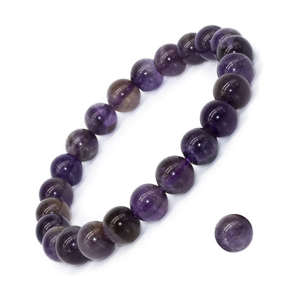 DAZCOLO 8mm Natural Gemstone Stretch Bracelet, Handmade Unisex Crystal Bracelets for Meditation, Yoga, Spiritual Healing & Positive Energy (Dark Amethyst)