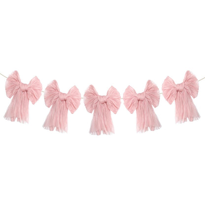 VitalCozy Pink Bow Garland Banner for Coquette Birthday Pink Bow Party Hanging Swirls Decorations for Baby Shower Bridal Shower Bachelorette Party Decor
