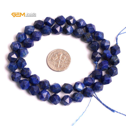 GEM-Inside 8mm Lapiz Lazuli Gemstone Loose Beads Faceted Cambay Crystal Energy Stone Power for Jewelry Making 15"