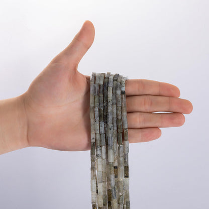 Natural Spectrolite Rectangle Tube Beads 4x13mm 38cm/str Loose Semi Gemstone Stone Beads for Making Bracelets Necklace Earrings