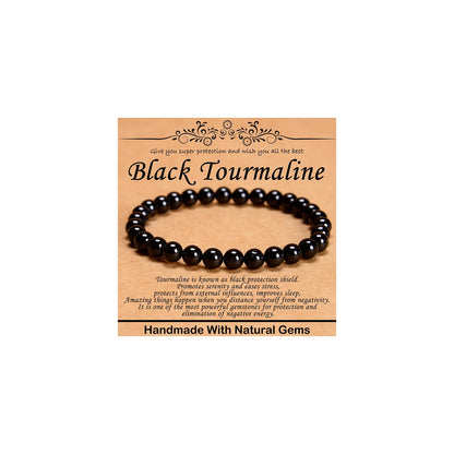 CHCCOYE 6mm Natural Healing Gemstone Bracelet Handmade Yoga Stretch Elastic Bracelet Stress Relief Crystal Jewelry for Men and Women (6mm Black Tourmaline)