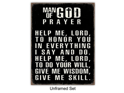Christian Wall Art - Religious Wall Decor- Christian Gifts for Men - Motivational Quotes Scripture - Man cave Decor - Positive Quotes Wall Art - Inspirational Office Décor Print