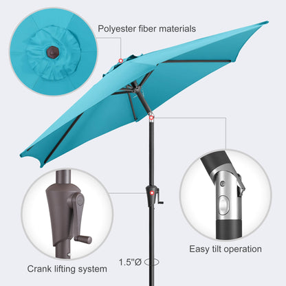 AckMizz 7.5ft Outdoor Patio Umbrella - Table Umbrella Waterprool UV Protection, Sombrillas de Patio with Push Button Tilt, Sun Umbrella for Pool, Porch, Garden, Deck, Backyard (Aqua Blue)