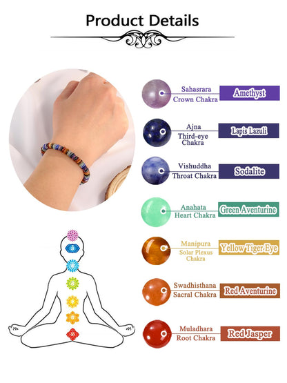 Top Plaza 7 Chakra Crystal Bracelet Natural Gemstone Beaded Yoga Meditation Bracelets Jewelry for Women Men Christmas Gifts