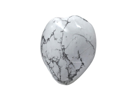 Howlite Crystal Heart Palm Stone - Pocket Massage Worry Stone for Natural Body Chakra Balancing, Reiki Healing and Crystal Grid
