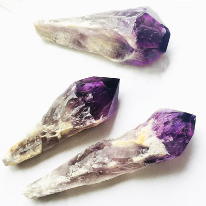 Natural Raw Amethyst Point Wand, Single Terminated Crystal Cluster Scepter, Hand Polished Healing Crystal Point, Positive Energy Gemstone, Reiki Meditation Spiritual Ornament,Home Decor & Crystal Gift