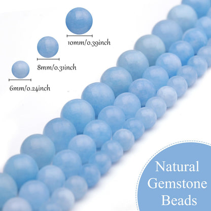 35pcs 10mm Natural Gemstone Beads for Jewelry Making Supplies,Aquamarine Healing Crystal Polished Round Loose Stone Beads for Bracelet Necklace 15 Inch