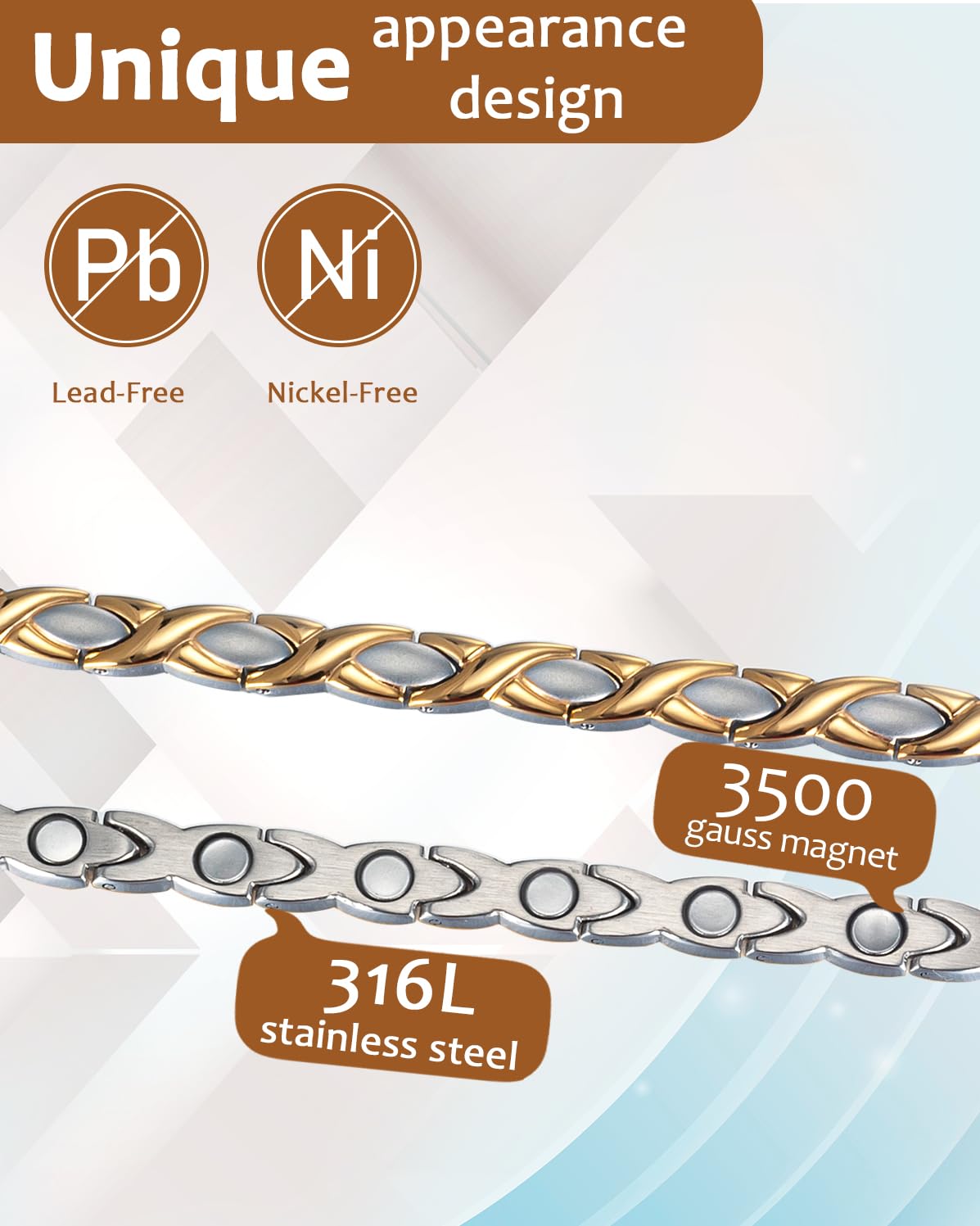 MagVIVACE Magnetic Stainless Steel Anklet for Women, Ankle Bracelet with 3500 Gauss Magnet, Health Jewelry