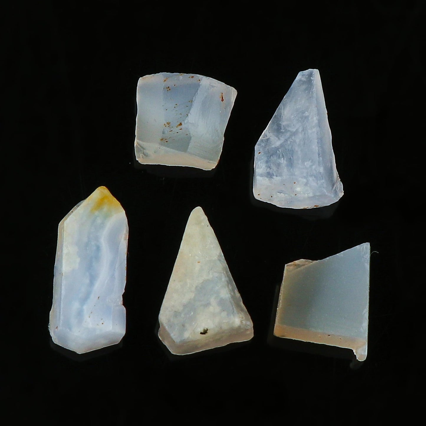 CRYSTALINES 5pcs Wholesale Natural Raw Blue-Lace Agate Gemstone, Untreated Rough Stone, Bulk Loose Supplies, DIY Crafts, Jewelry Making, Healing Crystals, Wire Wrapping, Gem Collection