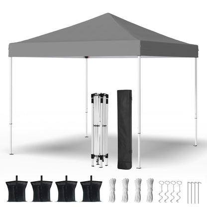 PHONWHON Shades 10x10 Pop Up Canopy, Heavy Duty Beach Tent with Carrying Bag for Easy Moving, Sun Shelter for Parties, Events, Camping, Outdoor Gazebo with 420D PU Coated Waterproof Grey Fabric