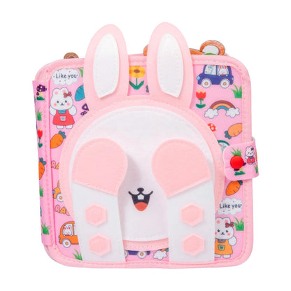 Bunny Montessori Busy Book for Toddlers 1-3- Preschool Felt Quiet Busy Book with Animal Sensory Mats- Early Learning Set for 1 2 3 Years Old Autism Sensory Toy-Airplane Travel Toy for Kids Girls Gifts