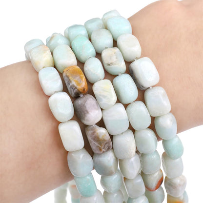BEADIA Natural Amazonite Cuboid Stone Loose Semi Gemstone Beads for Jewelry Making 8mmx12mm 38cm/Strand