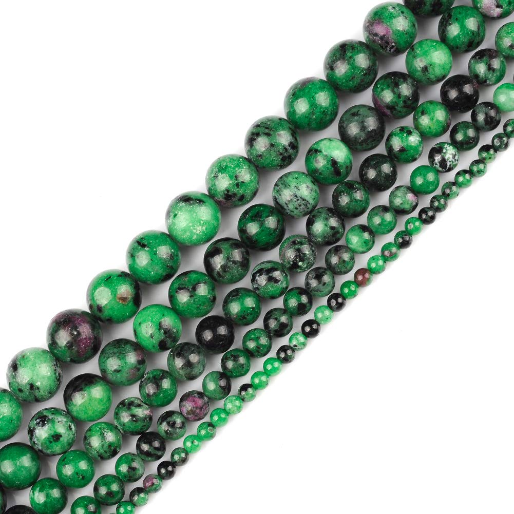10mm Natural Ruby Emerald Gemstone Round Loose Beads Crystal Stone Bracelet Necklace Accessories Crafts for Jewelry Making DIY,1 Strand 15"