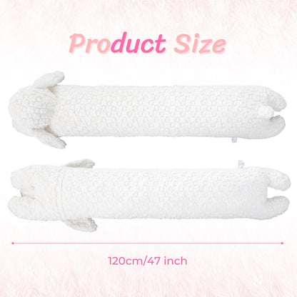 Lewtemi 47 Inches Giant Rabbit Stuffed Animal Weighted Oversized White Plush Toys Soft Plush Hugging Pillow Bedroom Decor Backrest for Accent Chairs Birthday Gift for Kids Boys Girls Adults