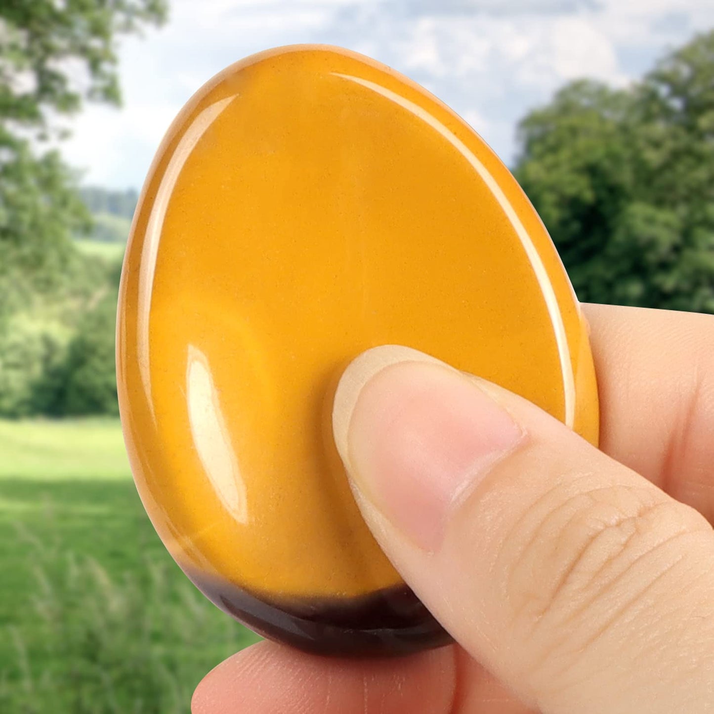 Artistone Crystal Thumb Stone Worry Stones Hand Carved Palm Stones Crystal Chakra Worry Stone for Anxiety, Meditation Reiki, Water Drop Shaped(Mookaite Jasper)
