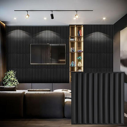 Heikki 30 Pack 3D Wall Panel for Interior Wall Décor, PVC Flower Textured Wall Panels for Living Room Bedroom Hotel Office, 11.8"x11.8", Double-Sided Tape (Black-XHT)