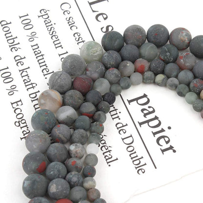 Song Xi Frosted African Blood Stone Beads 6mm Natural Stone Beads for Jewelry Making Gemstone Beads