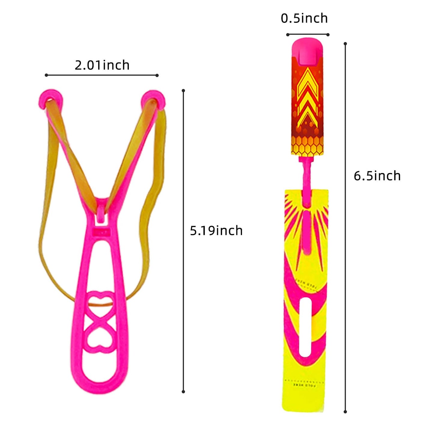 Ynybusi 50 Pcs Slingshot Flying Toys with Led Lights,25 Pcs LED Arrow Helicopters + 25 Pcs Launchers,Summer Outdoor Game Glow in The Dark Party Supplies Party Favors for Kids 4-8,8-12 Bulk Toys