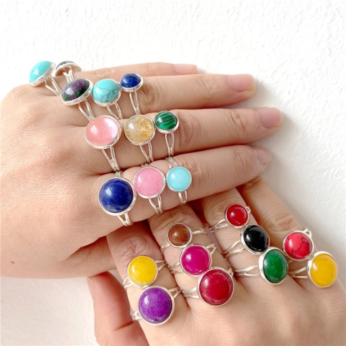 20pcs 16mm Natural Stone No Hole Blue Sodalite Semicircle Smooth Cabochons Beads Healing Chakra Crystal Stone Bead for Jewelry Making Rings Earrings Necklace Bracelet DIY Crafts